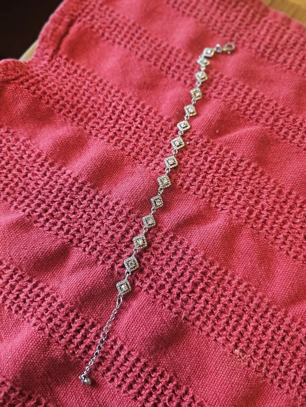 Silver Bracelet With White Stones